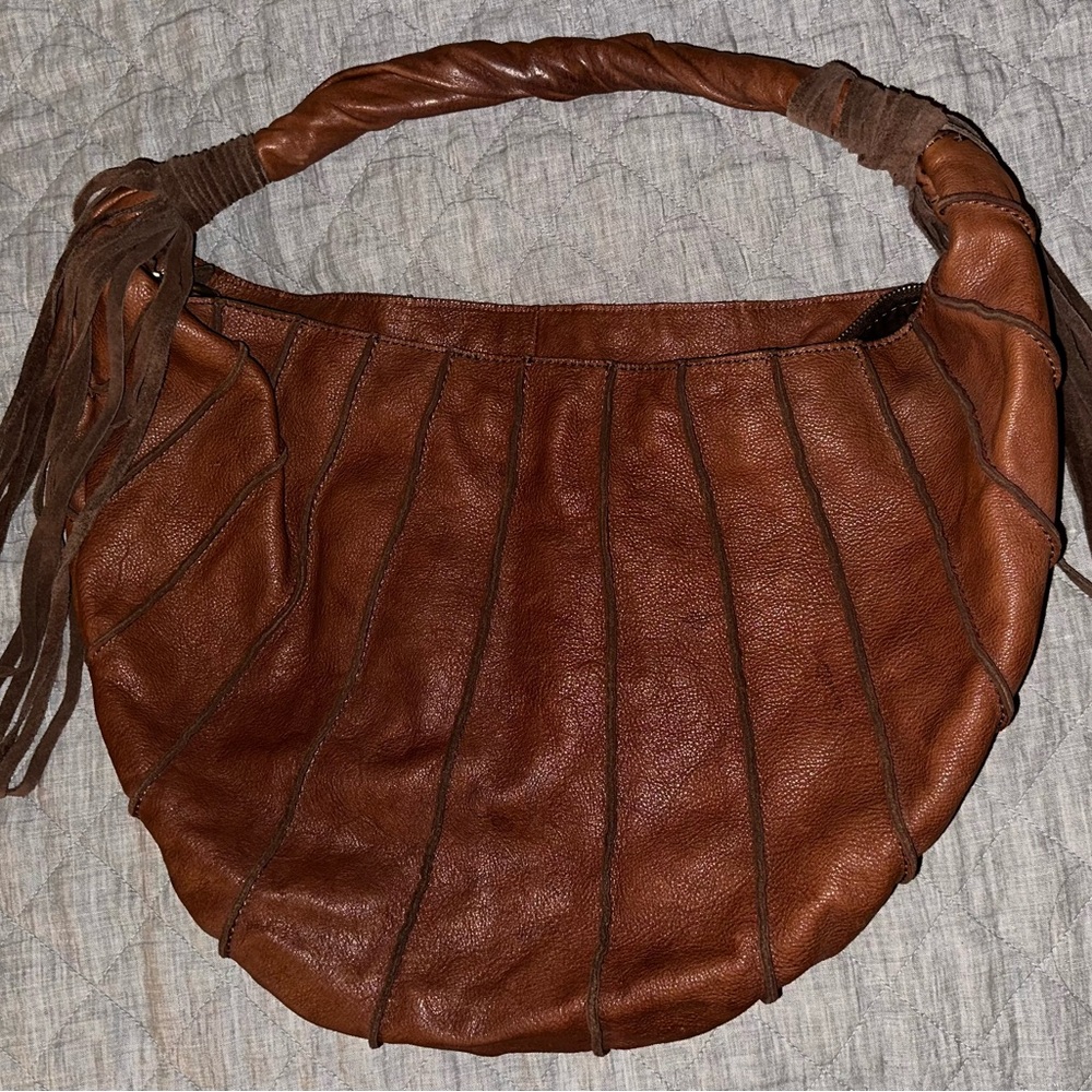 Lucky Brand Brown Leather Handbag with Leather Fringe